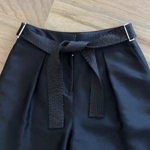 Elizabeth and James Silk Wool Black Trousers w. Belt Tie